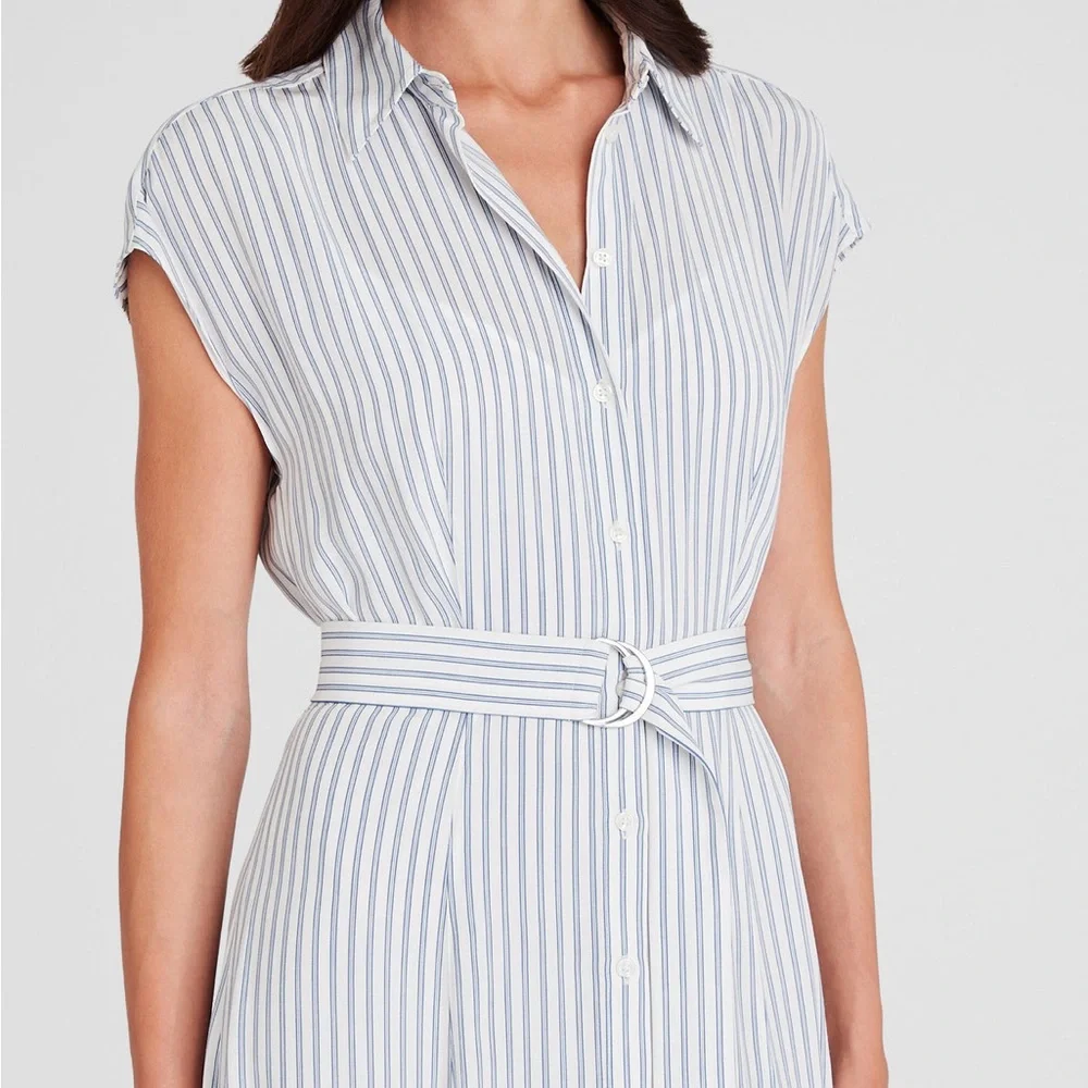 Club Monaco Striped Handkerchief Hem Shirt Dress - Picture 3 of 7